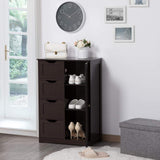 Yaheetech Espresso Wooden Bathroom Storage Cabinet with 4 Drawers and Cupboard Yaheetech