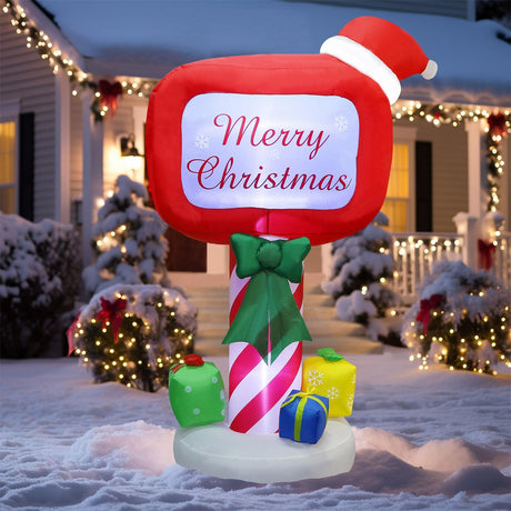 Juegoal Christmas Inflatables Outdoor Decorations, 6FT Inflatable Xmas Standing Mailbox, Lighted Blow Up Letters to Santa Mail Box with LED Lights, Light Up Holiday Winter Lawn Yard Garden Decor Juegoal