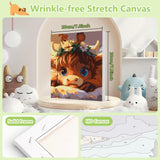 Reivworl Paint by Numbers Kit for Kids with Frame and Easel, Cow Paint by Number Kids Age 5-8-12, Paint by Numbers Gifts and Home Decor - 8X8 Inch Reivworl