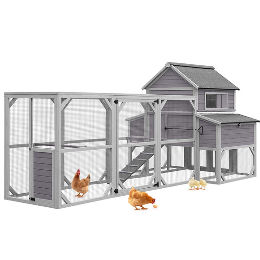 Aivituvin Chicken Coop for 10 Chickens Large Chicken House with Two Nesting Boxes Outdoor Hen House Wooden Poultry Cage with Run 55ft²