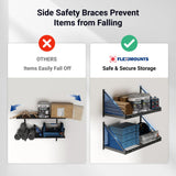 FLEXIMOUNTS 2-Pack 2x4ft Garage Wall Shelving - Heavy Duty Garage Storage Rack, 440 lbs Load Capacity with Brace Guardrail, Organization System for Tools, Heavy Bins, Sports Equipment, Utility Room FLEXIMOUNTS