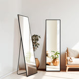 TRAHOME Standing Mirror Full Length Mirror,15" x 56" Large Floor Mirror with Aluminium Frame for Door Bedroom Bathroom Living Room(Black) TRAHOME
