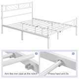 Yaheetech Full Size Platform Bed Frame with Arrow Design Headboard, 13 Inches Metal Mattress Foundation for Storage, No Box Spring Needed, Easy Assembly, Modern, White Yaheetech
