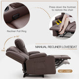 YODOLLA Loveseat Recliner with Cup Holders&Side Pockets, Home Theater Seating Manual RV Reclining Couch Sofa Double Recliner, Brown YODOLLA
