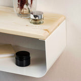 Floating Nightstand with Spruce Top | Modern Bedroom Decor | Minimalist Wall-Mounted Bedside Nightstand| Wall Mounted Shelf | Cloudy Oasis: Serene White Ultimate Premium Products