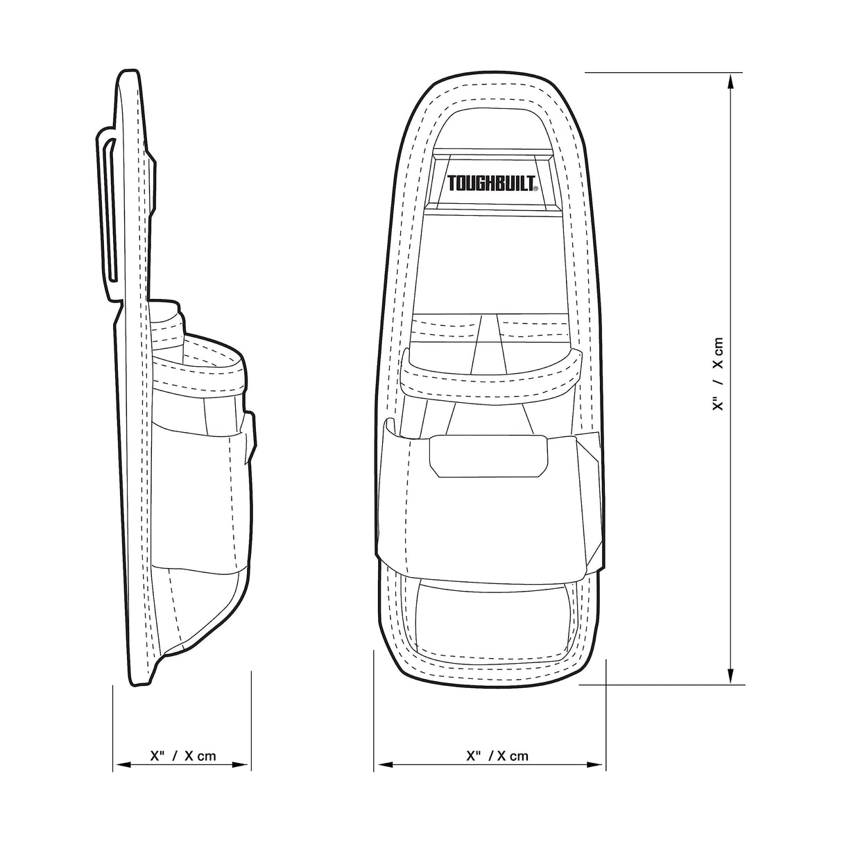 ToughBuilt - Utility Pouch 6 Pockets and Loops, Steel Belt Clip, Tape Measure Clip, Heavy-Duty Construction, Plastic-Lined Utility Knife Pocket, Tool Storage/Organizer Box - (TB-30) ToughBuilt