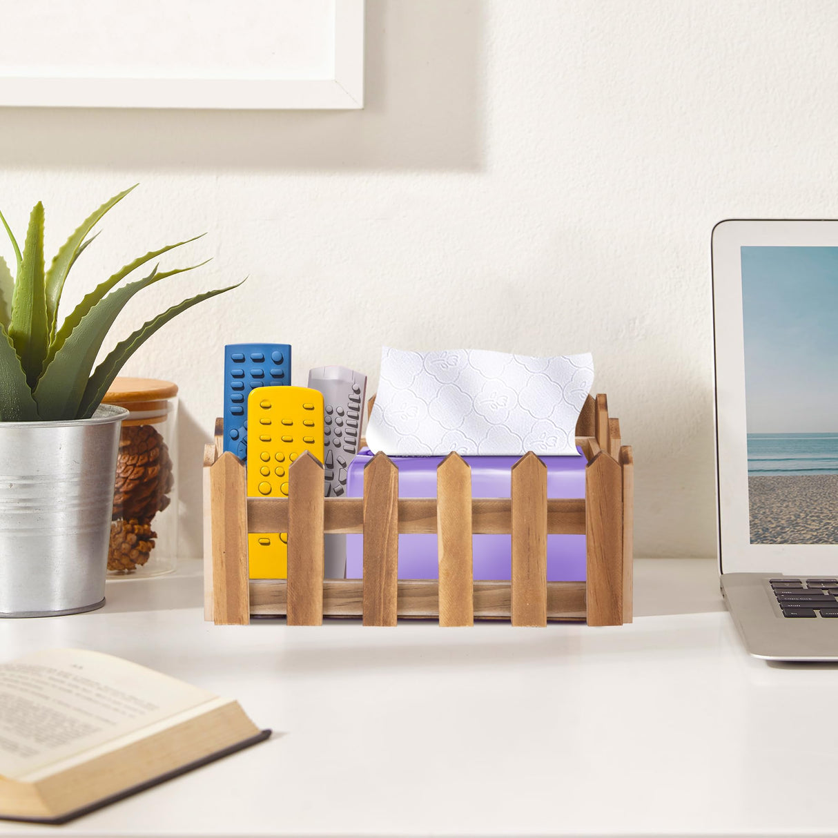 Adnee 2 Pcs Wood Slat Planter Box-Rustic Wood Nesting Crates-Rectangular Wooden Flower Box for Indoor Window Decor Outdoor Patio Lawn Garden Backyard Planter Adnee