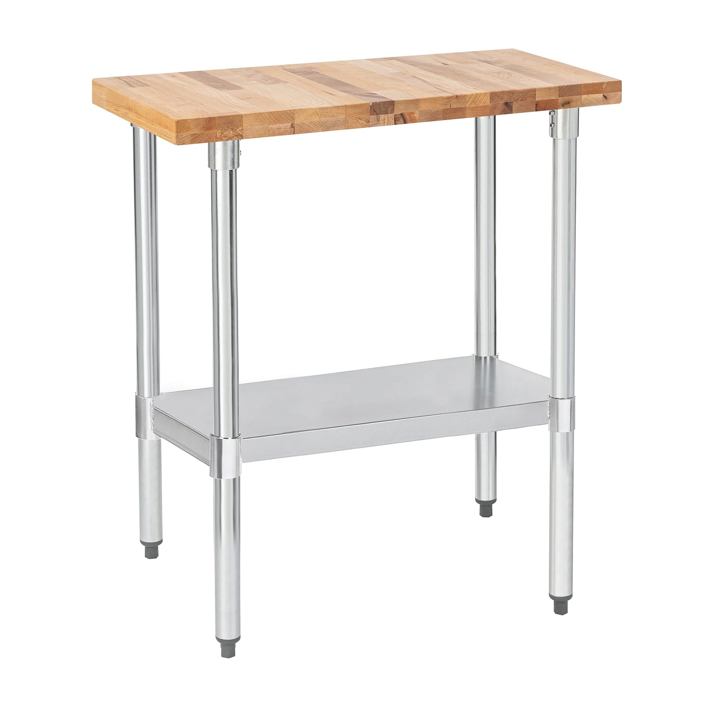 US Maple Top Work Table - 30 x 12 x 35 Inch Commercial Butcher Block Wooden Workbench with Adjustable Lower Shelf - Fits Restaurant, Warehouse, Home, - WoodArtSupply