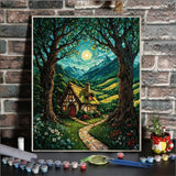 ldazao Landscape Paint by Numbers Kit for Adults Beginner Moon Forest Adult Paint by Number Kits On Canvas Adults' Paint-by-Number Kits DIY Oil Painting Kits for Gift Wall Decor 16x20 Inch ldazao