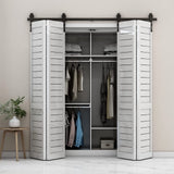 CCJH 5FT/60'' Bi-Folding Barn Door Hardware Sliding Track kit Heavy Duty for 4 Doors(No Wood Door，Hardwware Only) CCJH