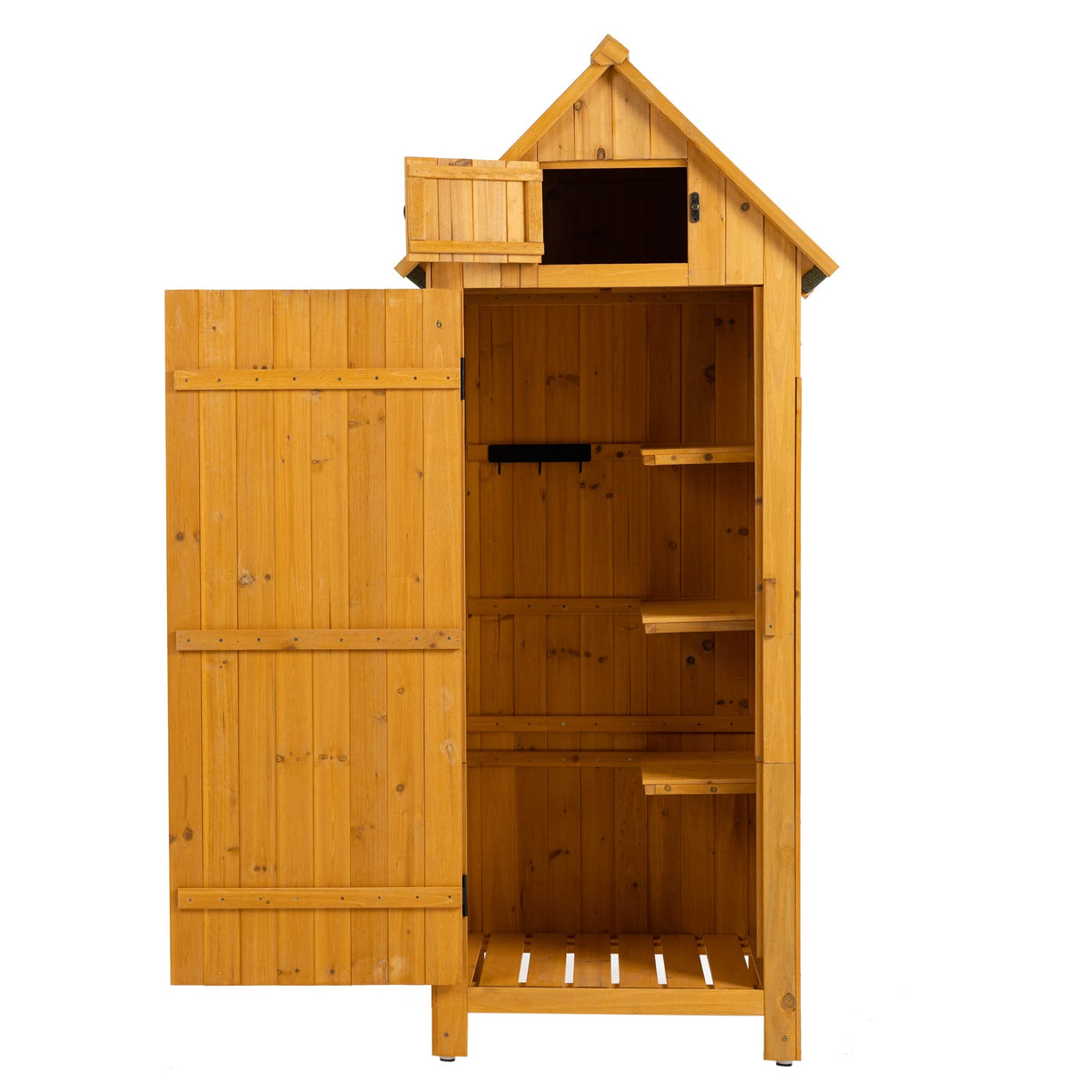 Outdoor Storage Cabinet, Garden Wood Tool Shed, Outside Wooden Shed Closet with Shelves and Latch for Yard, Patio, Deck and Porch,30.3”L X 21.3”W X 70.5”H (Natural) Anwick