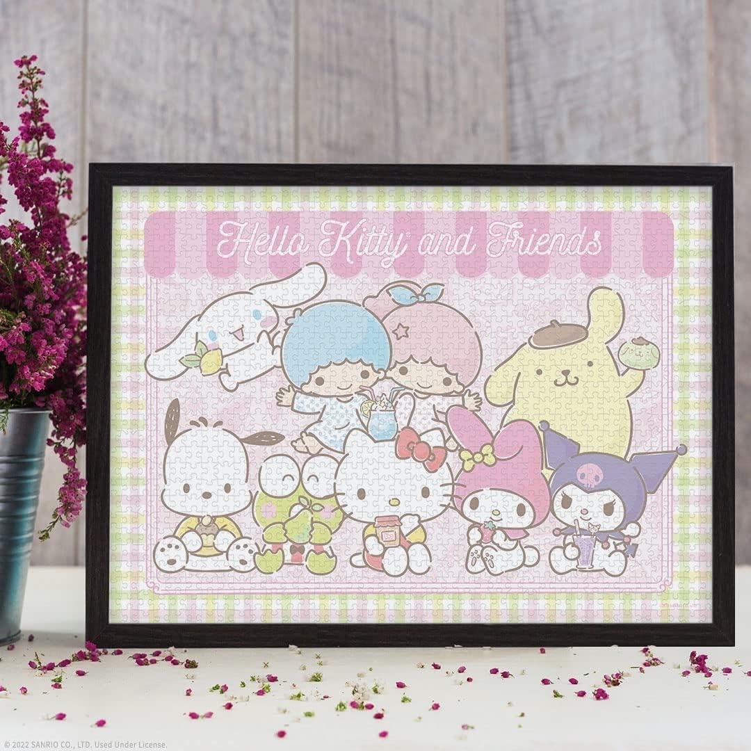 Hello Kitty® and Friends My Favorite Flavor 1000 Piece Jigsaw Puzzle | Collectible Puzzle Artwork Featuring Hello Kitty, Cinnamoroll, Keroppi | Officially-Licensed Hello Kitty Puzzle & Merchandise USAOPOLY