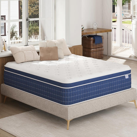Full Size Mattress, 10 Inch Medium Firm Full Mattress in a Box, Hybrid Mattresses With High Density Gel Memory Foam & Independent Pocket Springs for Motion Isolation & Edge Support, Release Stress EEN EEN SLEEP