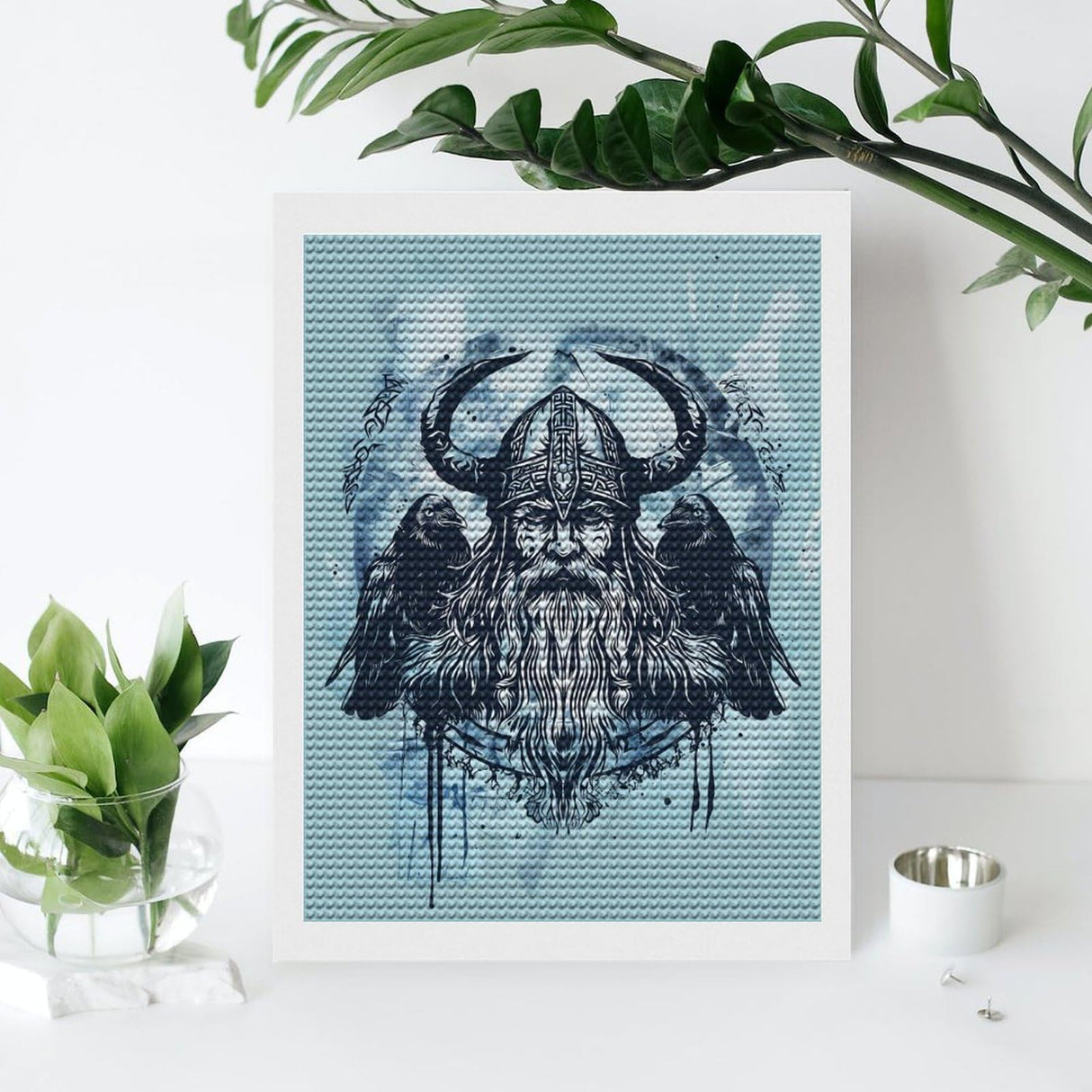 Brkgpw Viking Norse Odin Crow Diamond Art Painting Kit 12x16inch, Adult, Canvas, Unisex, All Seasons Brkgpw