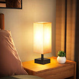 Small Table Lamp for Bedroom - Bedside Lamps for Nightstand, Minimalist Night Stand Light Lamp with Square Fabric Shade, Desk Reading Lamp for Kids Room Living Room Office Dorm aooshine