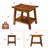 TEAKMAMA 21 Inch Teak Shower Bench with Storage Shelf and Handles, Teak Wood Shower Stool & Spa, Waterproof Shower Bench for Indoor and Outdoor Use, Bathroom Stools for Adults Sitting TEAKMAMA