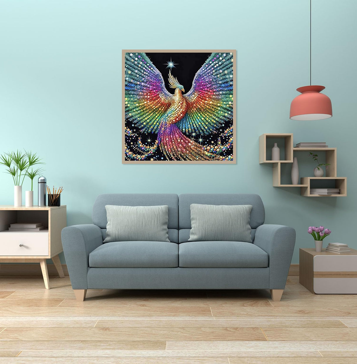 JFYHAB 5D Phoenix Diamond Painting Kits for Adult, Fire Phoenix Full Drill Round Diamond Cross Stitch Colorful Painting by Number Rhinestone Embroidery Arts Craft Diamond Art 12x12 inch JFYHAB