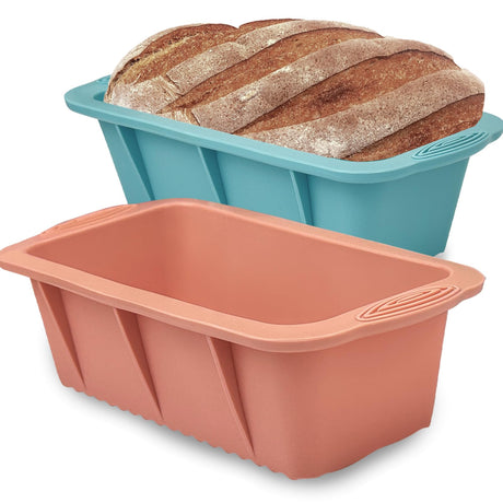 Koolstuffs Silicone Bread Loaf Pan, 2 PCS Rectangular Non-Stick Baking Mold Pans for Oven, Bread, Cake, Easy Release Koolstuffs