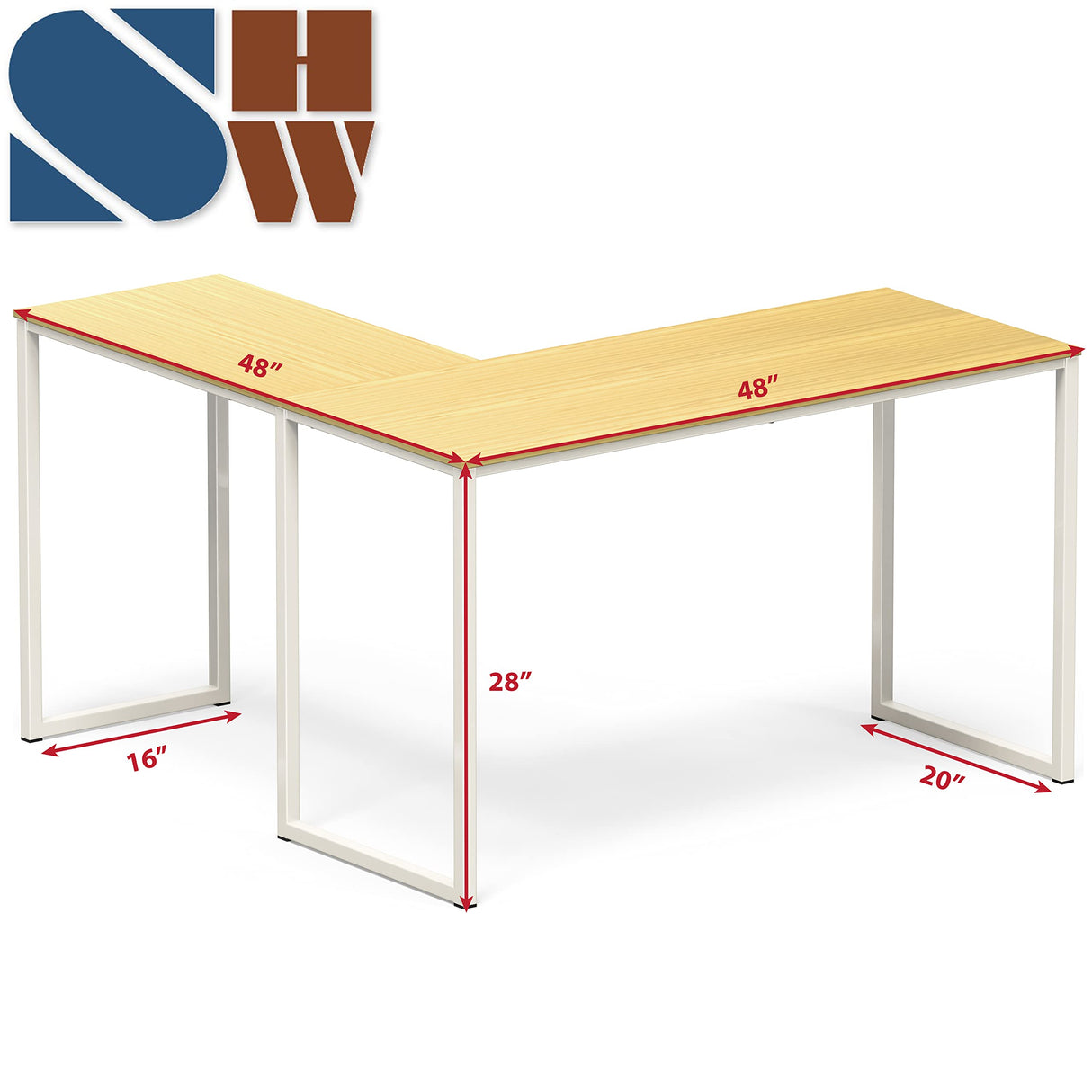 SHW 48-Inch Mission L-Shaped Home Computer Desk, Oak SHW