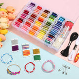 PAXCOO 985Pcs String Bracelet Making Kit, Friendship Bracelet String Kit with 110 Skeins Embroidery Floss Cross Stitch Thread, 830 Beads for Friendship Bracelet Making, 45Pcs Embroidery Tools PAXCOO