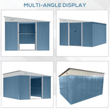 Outsunny 11' x 9' Outdoor Storage Shed, Galvanized Metal Utility Garden Tool House, Lockable Door for Backyard, Bike, Patio, Garage, Lawn, Blue Outsunny