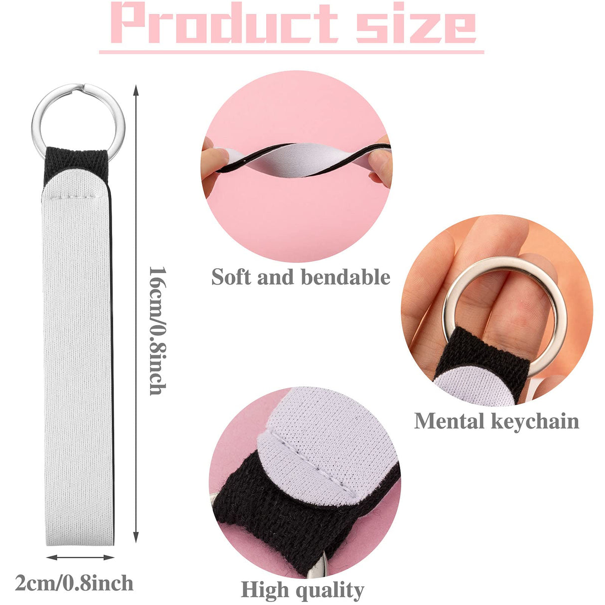 Sublimation Wristlet Keychain Black Neoprene Wristlet Strap Sublimation Wrist Lanyard Keychain Holder for DIY Crafts Girls (30 Pieces) Outus