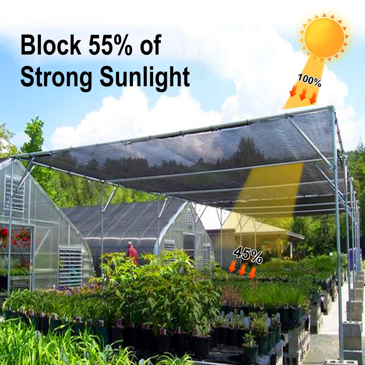 LOVE STORY 10x15FT 55% Black Shade Cloth Sun Shade Net UV Resistant Mesh Tarp Plant Cover Sunblock Net for Garden,Greenhouse,Vegetables,Flowers LOVE STORY