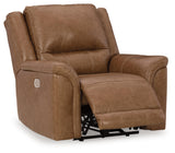 Signature Design by Ashley Trasimeno Contemporary Leather Match Wall Hugger Power Recliner with Adjustable Headrest and USB Ports, Light Brown Signature Design by Ashley