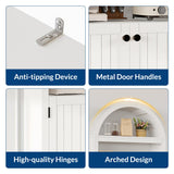 GarveeHome 72" Tall Arched Pantry Cabinet with Doors, 5-Tier Kitchen Pantry Cabinet with Adjustable Shelf & Black Handles, Wood Storage Cabinet for Dining Room, Kitchen, Living Room, White GarveeHome