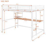 Harper & Bright Designs Metal Full Size Loft Bed Frame, Loft Bed Full with Desk and Shelves, Space Saving Metal Loft Bed with Desk Underneath for Kids,Teens (Full,White) Harper & Bright Designs
