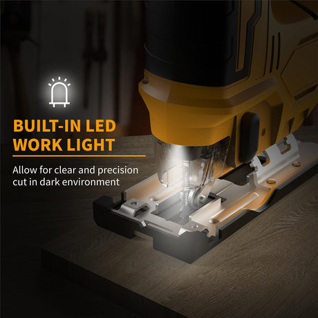 Jig saw compatible with Dewalt 20V Battery (Battery not Included) Cordless Jigsaw with LED Work Light, 0°- 45° Bevel Cuts, 3 Orbital Settings for Straight/Curve/Bevel/Circle Cutting bellaDimora