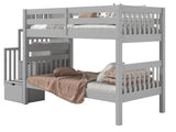 Bedz King Stairway Bunk Beds Twin over Twin with 3 Drawers in the Steps, Gray Bedz King