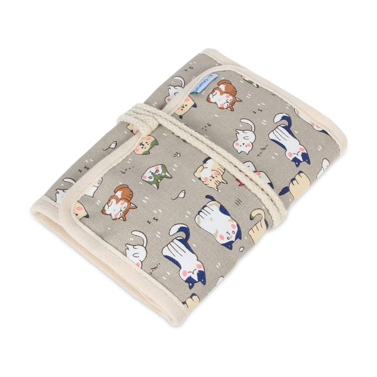 Teamoy Crochet Hook Case, Roll Bag Holder Organizer for Various Crochet Needles and Knitting Accessories, Cartoon Cats Teamoy