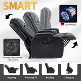 Trustyue Power Lift Recliner Chair with Heat and Massage, Lift Chairs for Standing Assistance, 2 Cup Holders, 4 Pockets, USB Charge Port, Breathable Leather Black Trustyue