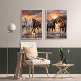 Meothan 2 Pack Diamond Painting Kits for Adults, 5D DIY Horse Diamond Art Kits for Adults Full Drill Round Paint Diamond Dots Gems Art Crafts Painting Kits for Home Wall Decor 12x16Inch Animals Meothan