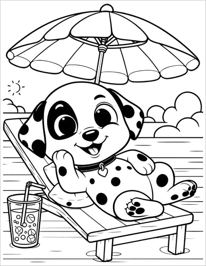 Cute Dogs Coloring Book for Kids Ages 4-8: Adorable Cartoon Dogs & Puppies