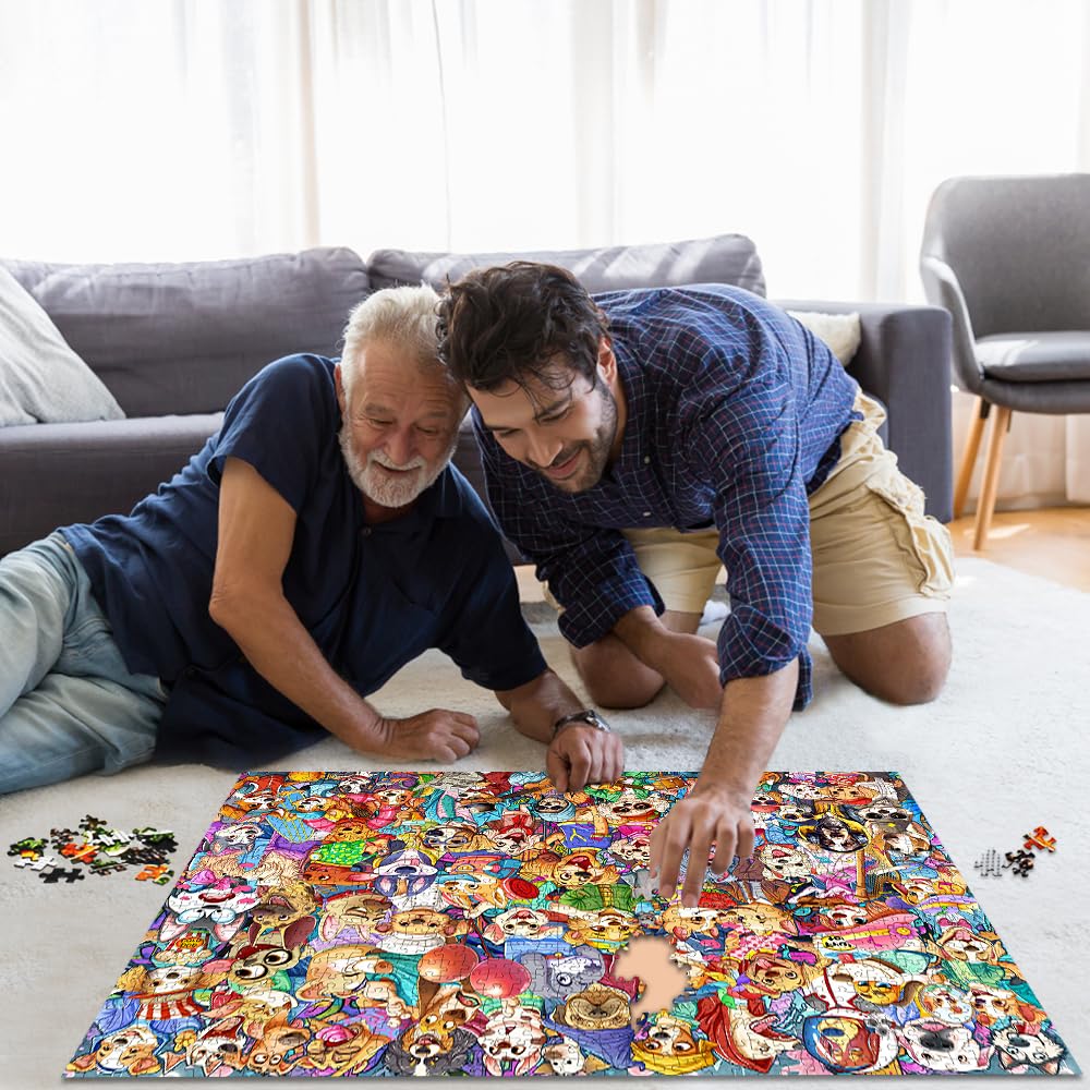 Jigsaw Puzzles for Adults 1000 Piece Puzzle for Adults 1000 Pieces Puzzle 1000 Pieces Dog's World Puzzle, Cartoon Puzzles 1000 Pieces Jigsaw Puzzles for Adults 1000 Pieces and Up HUADADA