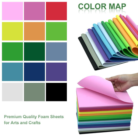 120 Pack EVA Foam Sheets, 8 x 6 Inch, 1mm Thick, Assorted 15 Colors Craft Foam Paper for School Supply and DIY Handcraft Projects biguphate