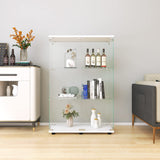 Zacis Modern Clear Glass Display Cabinet with 2 Doors and 3 Shelves for Living Room Zacis