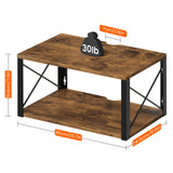 Homode Floating Nightstand, Wood Floating Bedside Table with Cable Hole, 2 Tier Wall Mounted Nightstand, Hanging Night Stand Wall Shelves for Bedroom Living Room Bathroom Kitchen, Rustic Brown Homode