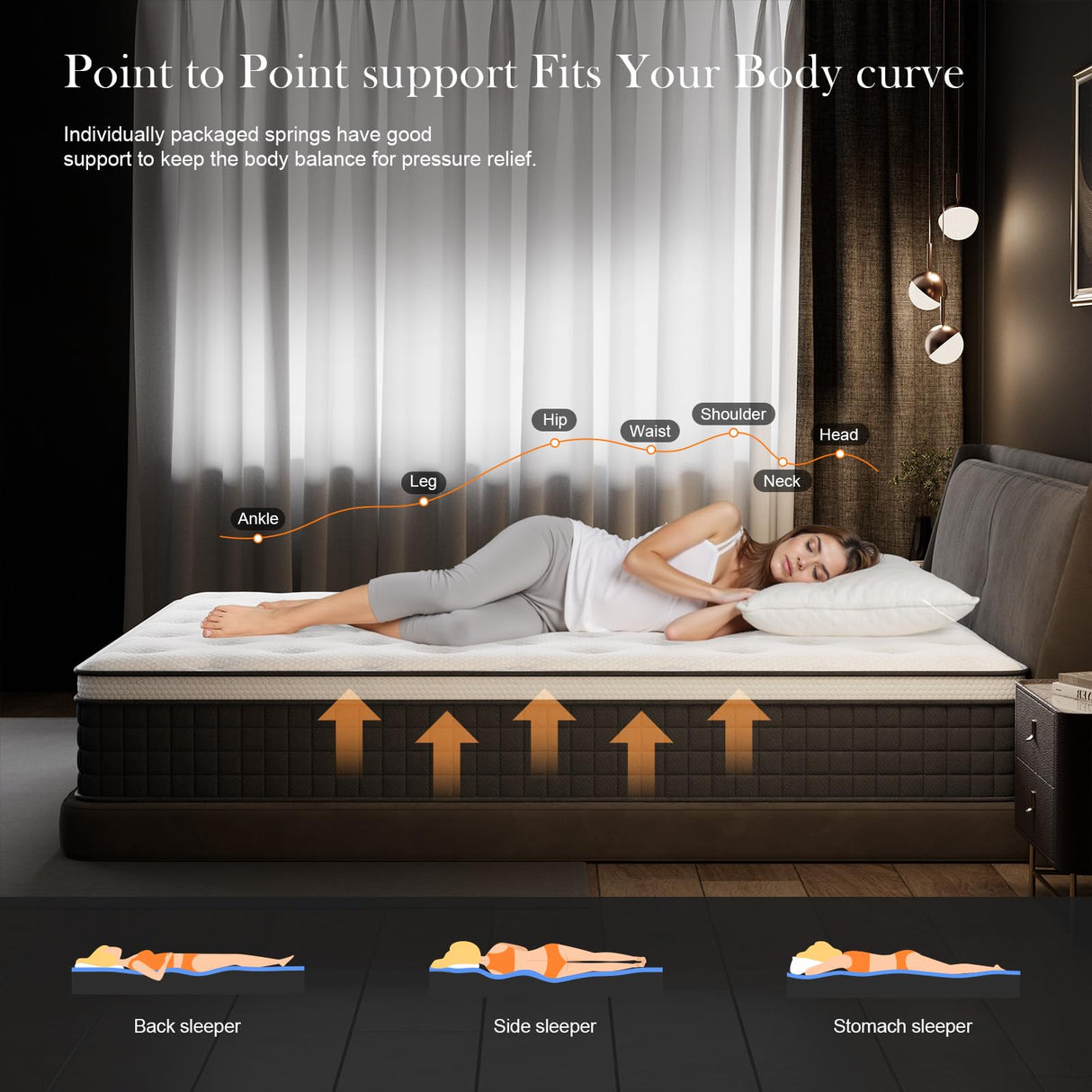 Queen Mattress 8 Inch Queen Size Hybrid Mattresses in a Box, Soft and Comfort Medium Firm Gel Memory Foam and Individual Pocket Springs, Fiberglass Free Bed Mattress, Breathable, CertiPUR-US Certified PECHINOU