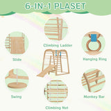 Indoor Jungle Gym for Toddlers, Montessori Indoor Playground for Kids, Indoor Playground Jungle Climbing Gym Playset with Slide Swing Climbing Net, Indoor Playground Climbing Toys for Toddlers Zupemo