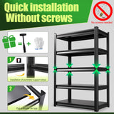 XCXVVB 72" H Garage Shelving,Heavy Duty Garage Storage Shelves,Metal Shelving Unit,5 Tier Adjustable Steel Utility Shelf,Use for Basement,Warehouse, Pantry Closet,Black (Steel-72 H*35.4" W*15.7" D) XCXVVB