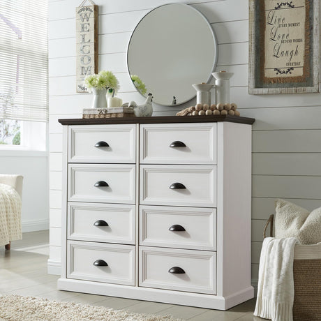 IFGET Farmhouse 8 Drawer Dresser for Bedroom, Tall Chest of Drawers, Chest of Drawers Organizer Storage, Wood Rustic Bedroom Dresser for Closet, Living Room, Hallway, White IFGET