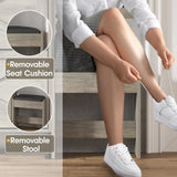 Maupvit Shoe Storage Cabinet with 3 Flip Drawers, Farmhouse Freestanding Organizer with Bench and Seat Cushion, Narrow Slim Shoe Rack Cabinet with Metal Legs for Entryway,Grey Maupvit