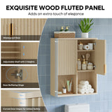 Bestier Fluted Bathroom Wall Cabinet Over The Toilet Storage, 23"x 29" Medicine Cabinet with Adjustable Shelf, Laundry Cabinet Wall Mounted and Kitchen Storage Cabinet(Natural Oak) Bestier