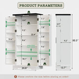 50" Kitchen Pantry Farmhouse Storage Cabinets - Led Food Cabinets Cupboards with 2 Barn Doors and Shelves Adjustable for Small Space in Dinning or Living Room, in Distressed White Furnaza