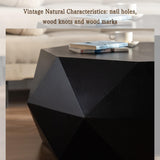 38" Modern Farmhouse Drum Coffee Table, American Retro Style Coffee Table for Office, Dining Room and Living Room, Black KIGFTSOD