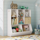 HOOBRO Kids Bookshelf, Toy Storage Cabinet, Kids Toy Organizer, 8 Cubicles, Bookcase Footboard, Bookshelf for Kids, for Playroom, Bedroom, Nursery, School, White WT35CW01G1 HOOBRO