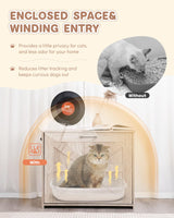 JubiNatural Cat Litter Box Enclosure, Indoor Hidden Cat Litter Box Furniture, Simple Classic Sliding Door Style Cat Litter Box Cabinet for Convenient Entry, Use As Side Table or Nightstand JubiNatural